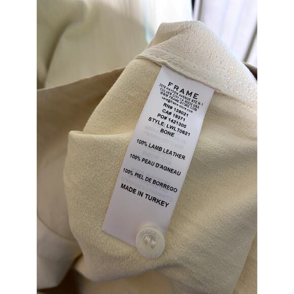 Frame Pleated Button-front Leather Shirt In Bone size M medium - Picture 4 of 7